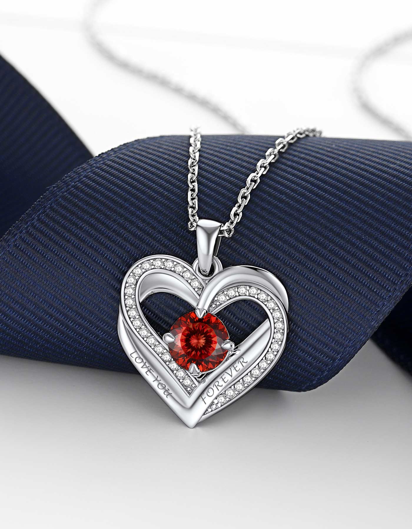 Ahabobo Twisted Love Heart Birthstone Necklace For Women Mom