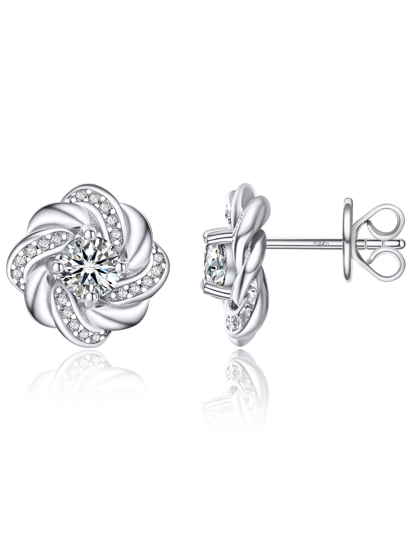 Ahabobo Moissanaite Love Knot Stud Earrings For Women