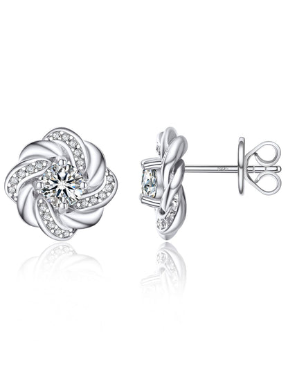 Ahabobo Moissanaite Love Knot Stud Earrings For Women