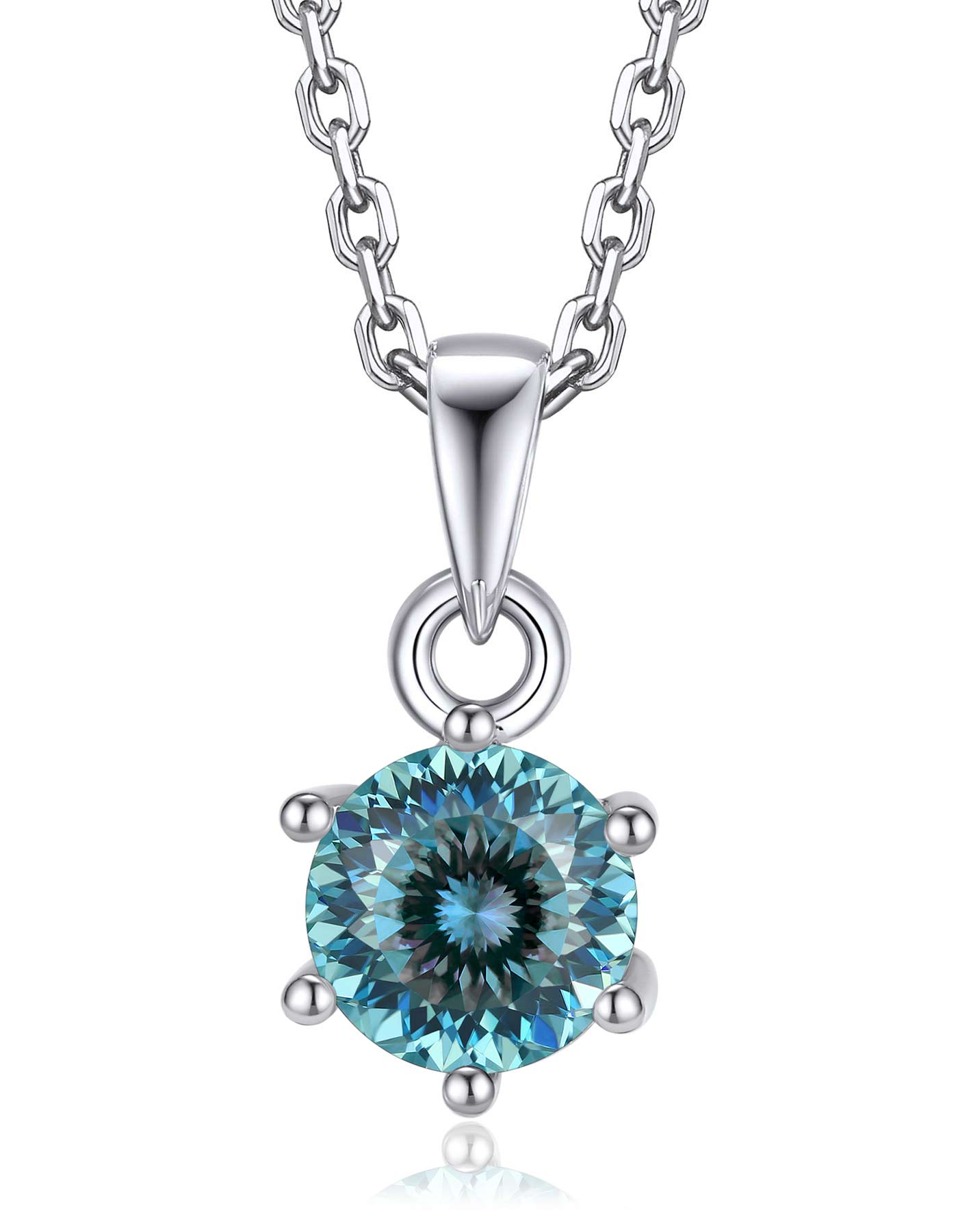 Ahabobo Sterling Silver Birthstone Moissanite Necklace For Women