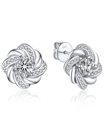 Ahabobo Moissanaite Love Knot Stud Earrings For Women