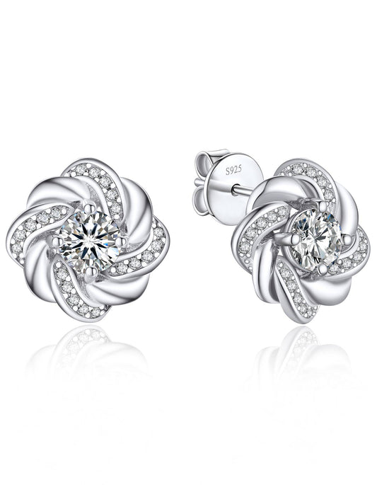 Ahabobo Moissanaite Love Knot Stud Earrings For Women