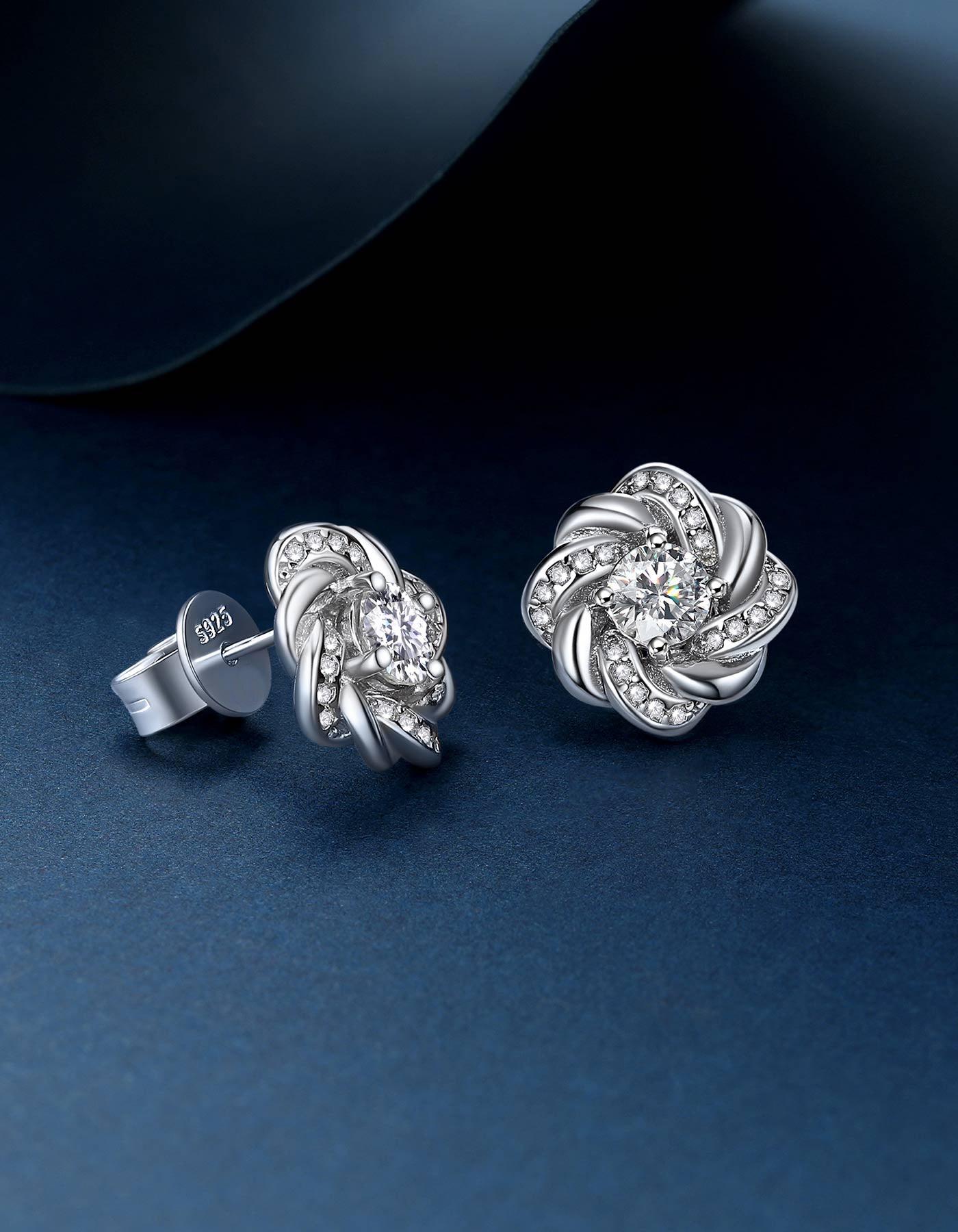 Ahabobo Moissanaite Love Knot Stud Earrings For Women
