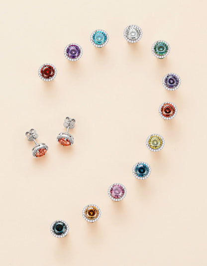 Ahabobo Birthstone Moissanite Halo Stud Earrings for Women