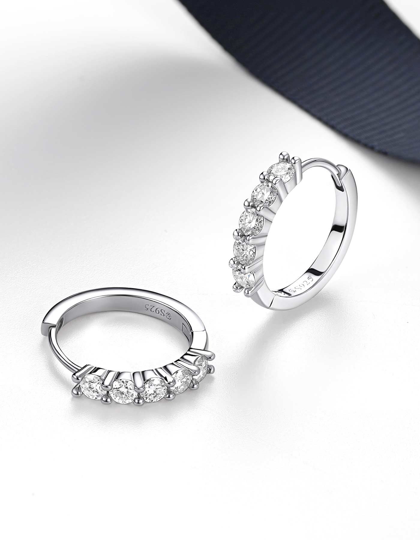 Ahabobo Moissanite Hoop Earrings For Women in Silver