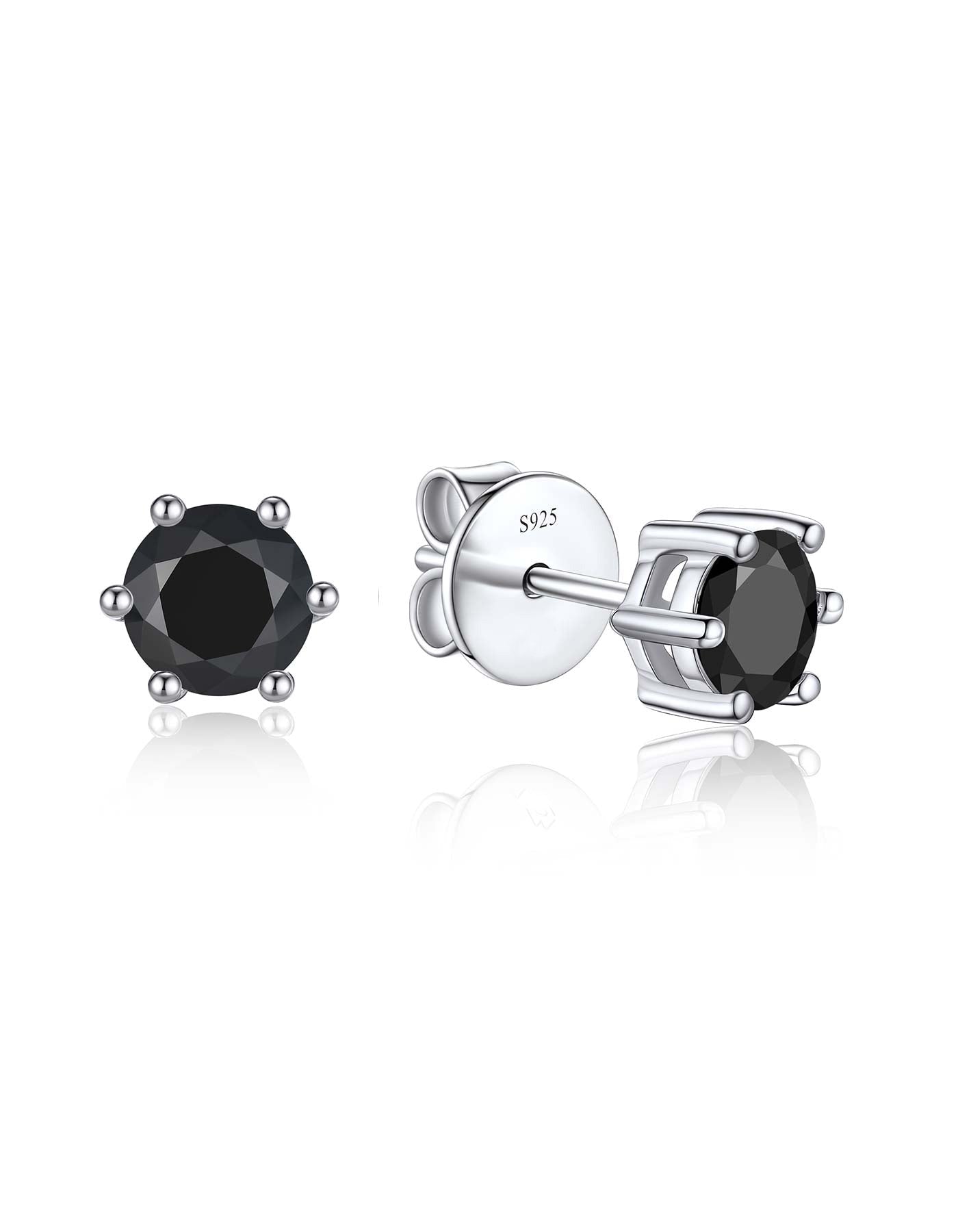 Ahabobo Black Solitaire Moissanite Stud Earrings for Women Men
