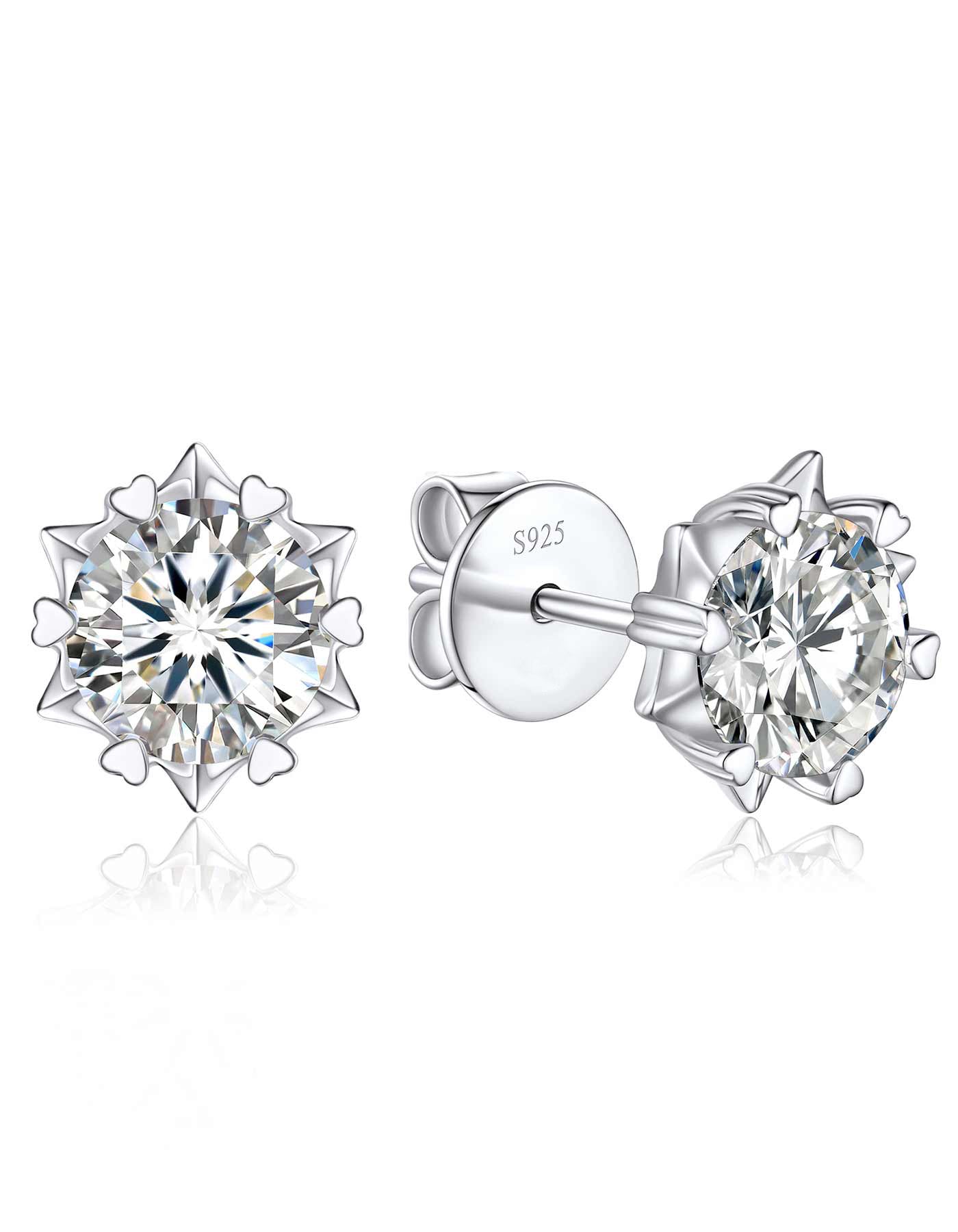 Ahabobo Moissanite Earrings Snowflake Stud Earrings