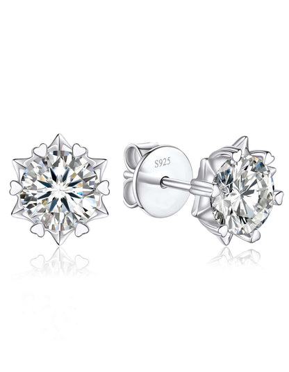 Ahabobo Moissanite Earrings Snowflake Stud Earrings