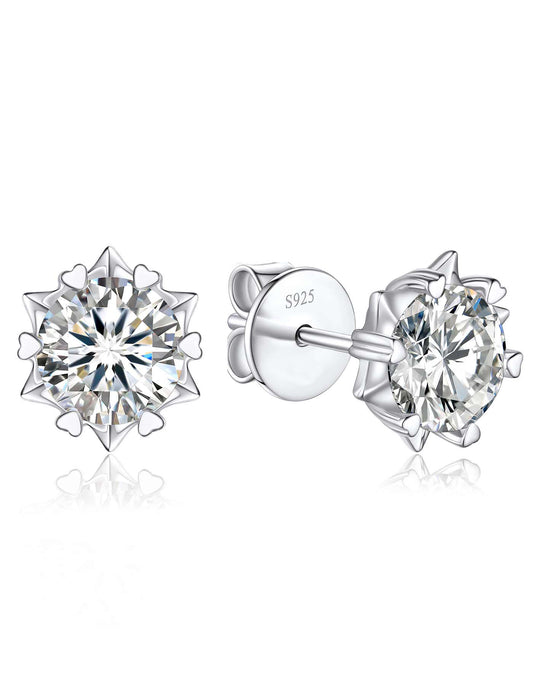 Ahabobo Moissanite Earrings Snowflake Stud Earrings