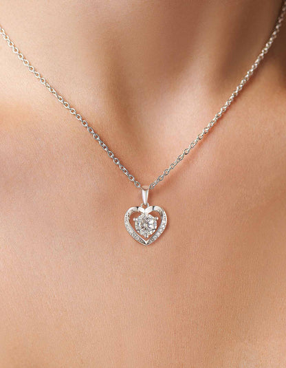 Ahabobo Heart Moissanite Necklace Black Stud Earrings Set