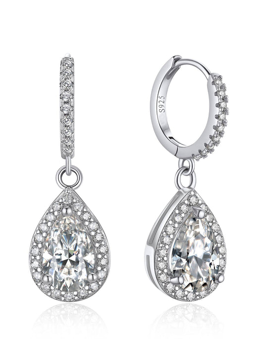 Ahabobo Moissanite Hoop Earrings Pear Huggie Earrings For Women