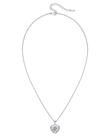 Ahabobo Heart Moissanite Necklace Black Stud Earrings Set