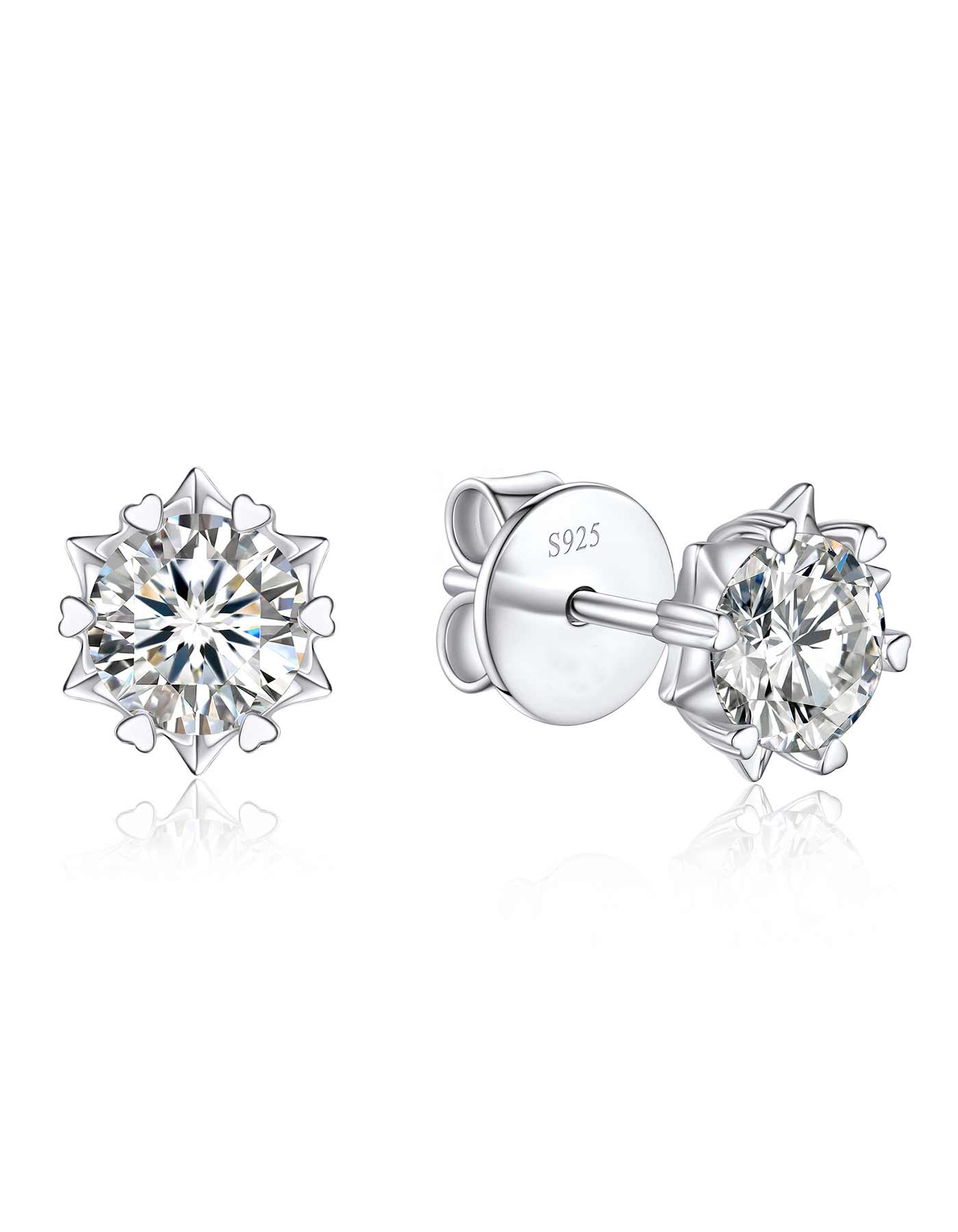 Ahabobo Moissanite Earrings Snowflake Stud Earrings