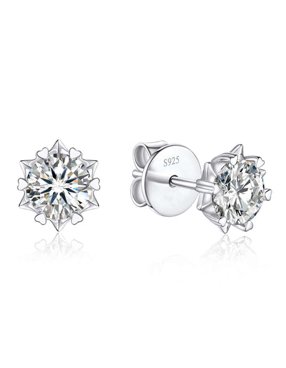 Ahabobo Moissanite Earrings Snowflake Stud Earrings