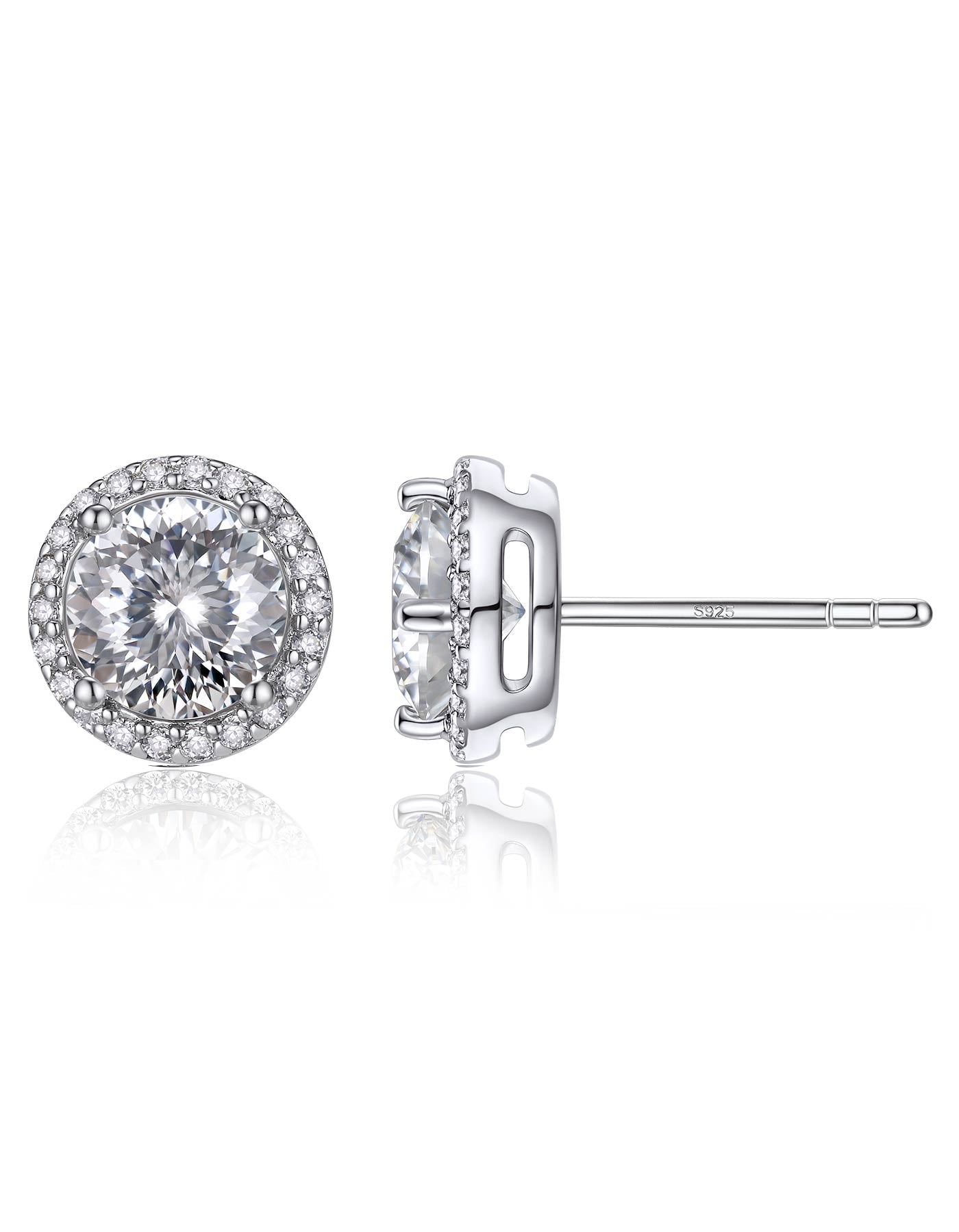 Ahabobo Birthstone Moissanite Halo Stud Earrings for Women