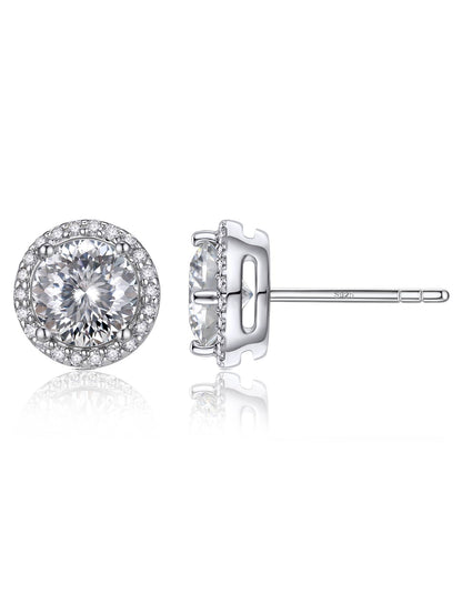 Ahabobo Birthstone Moissanite Halo Stud Earrings for Women