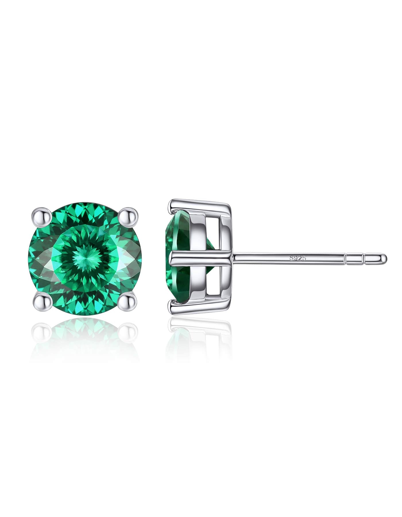 Ahabobo Round Moissanite Birthstone Stud Earrings for Women in Silver