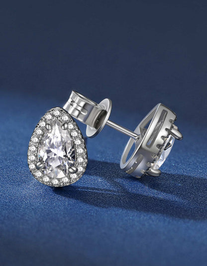 Ahabobo Pear Cut Moissanite Stud Earrings For Women