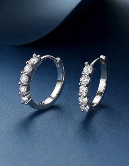 Ahabobo Moissanite Hoop Earrings For Women in Silver