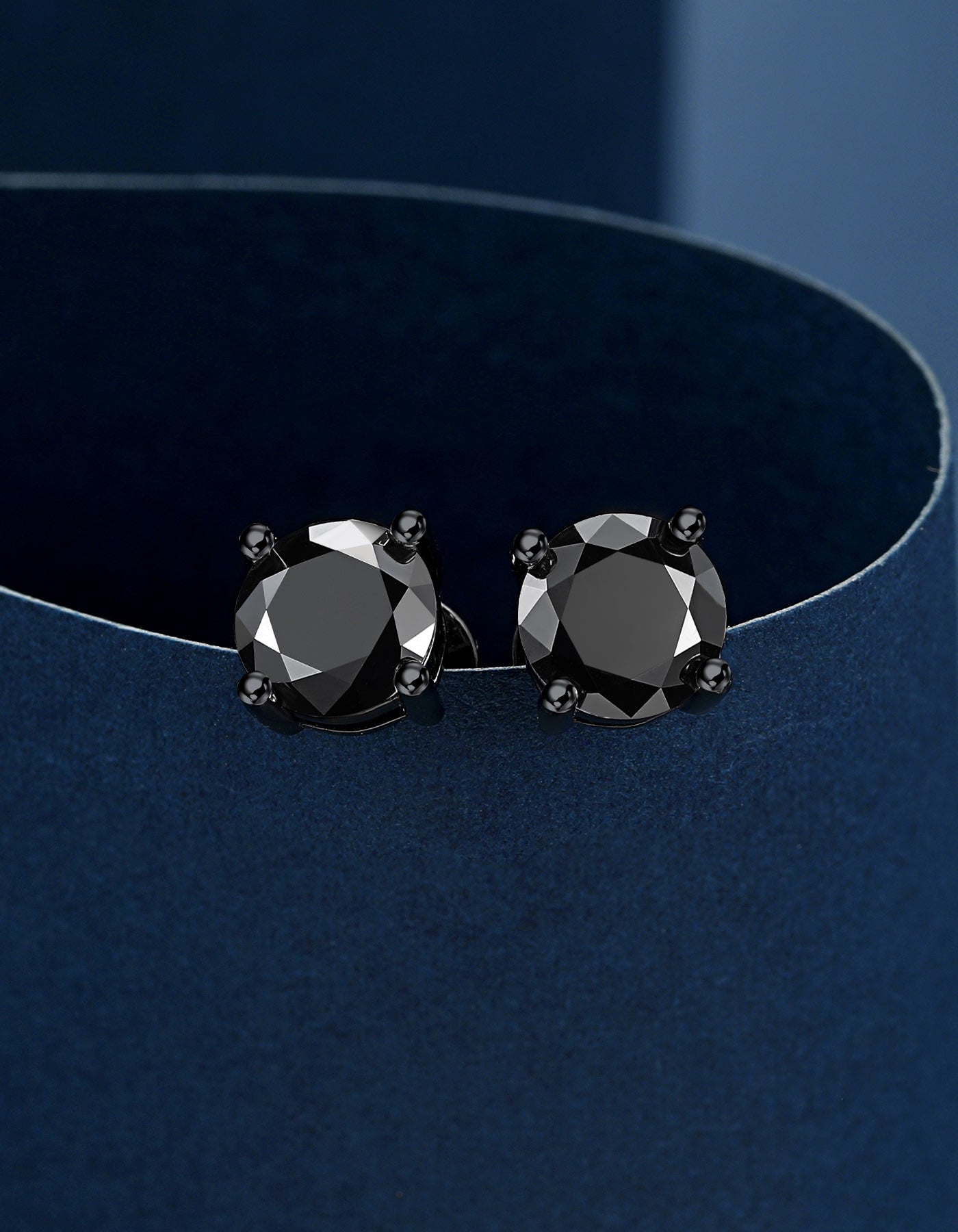 Ahabobo Black Moissante Earrings 4-Prong Studs for Men Women