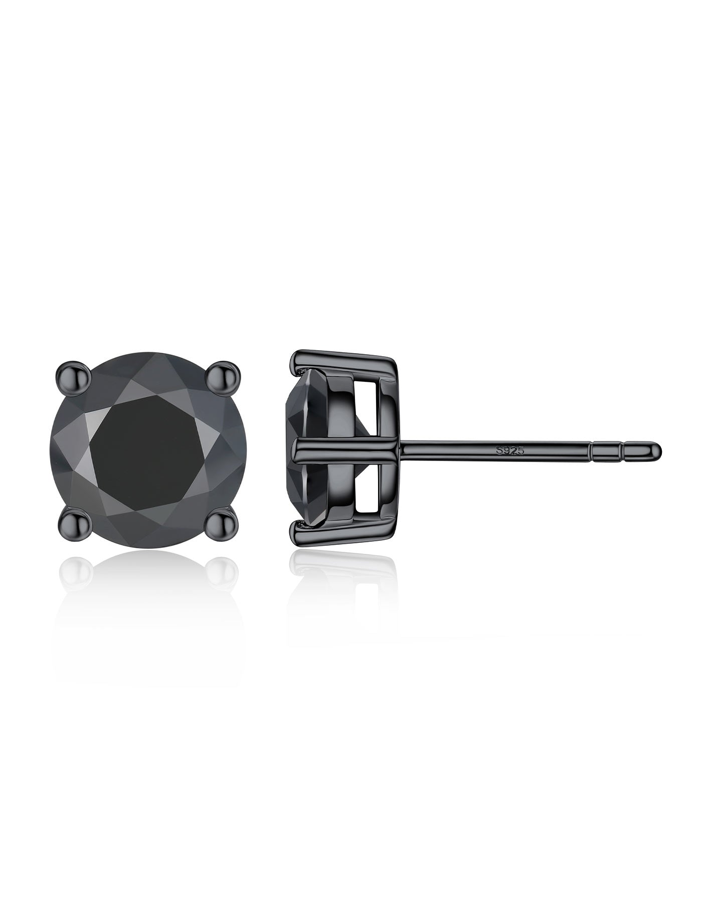 Ahabobo Black Moissante Earrings 4-Prong Studs for Men Women