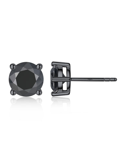Ahabobo Black Moissante Earrings 4-Prong Studs for Men Women
