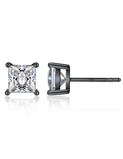 Ahabobo Princess Cut Moissanite Stud Earrings For Women Men