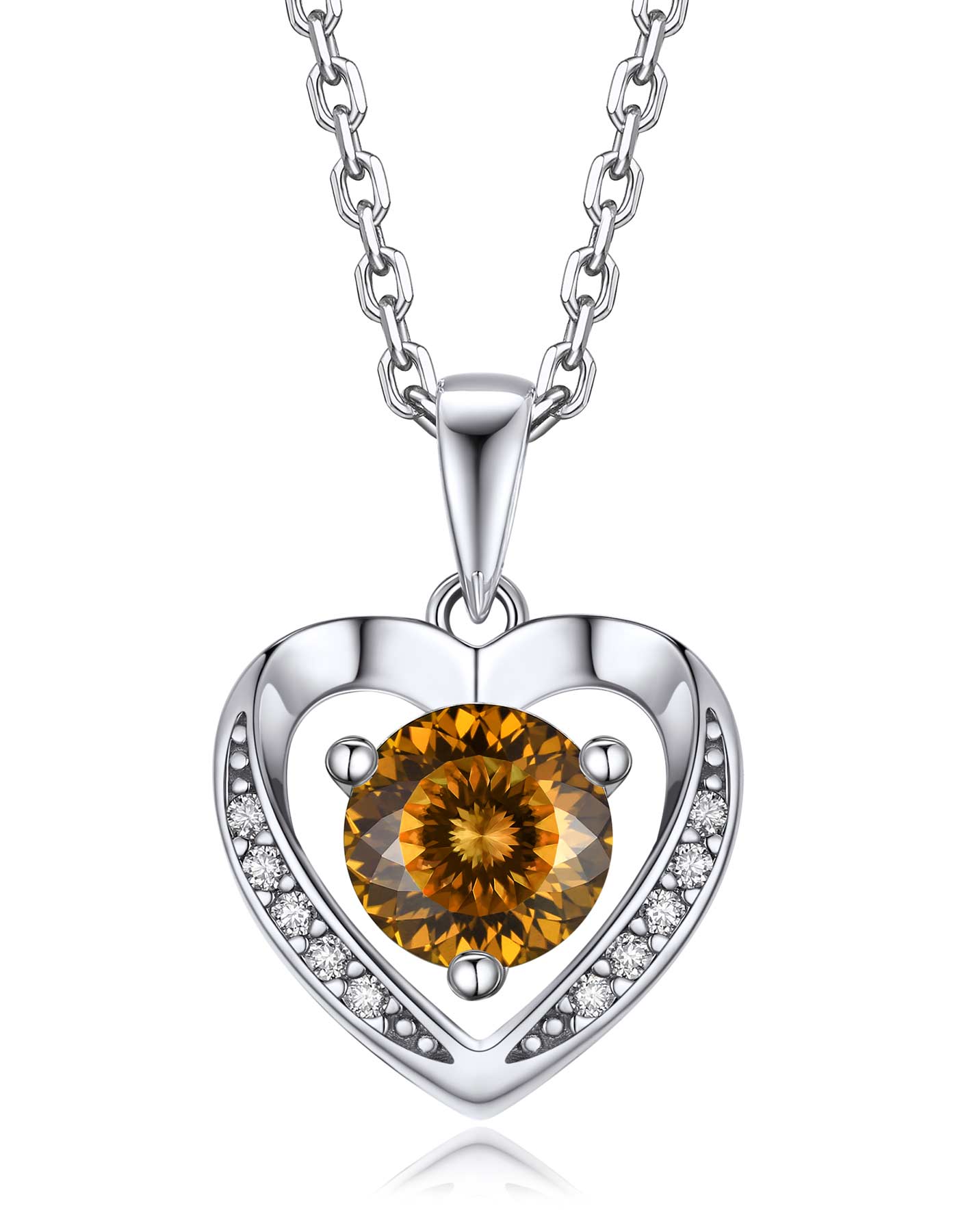 Ahabobo Heart Moissanite Birthstone Necklace in Silver
