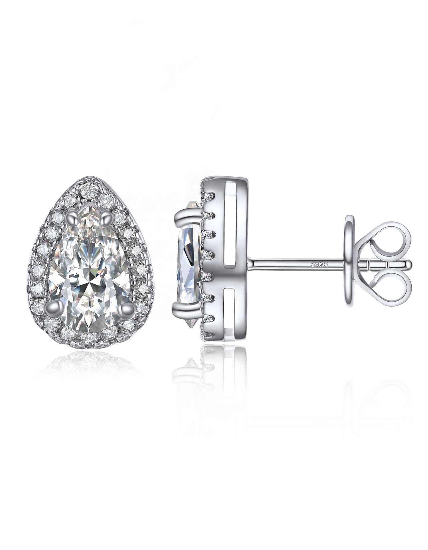 Ahabobo Pear Cut Moissanite Stud Earrings For Women