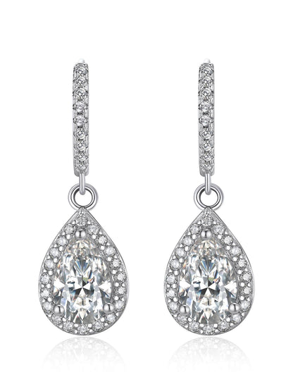 Ahabobo Moissanite Hoop Earrings Pear Huggie Earrings For Women