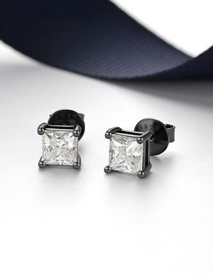 Ahabobo Princess Cut Moissanite Stud Earrings For Women Men