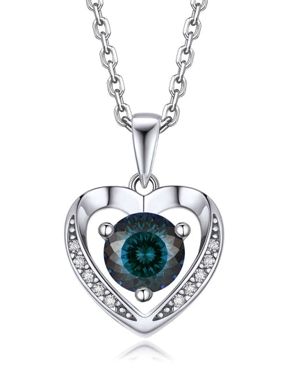 Ahabobo Heart Moissanite Birthstone Necklace in Silver