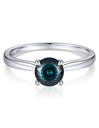 Ahabobo Sterling Silver Solitaire Moissanite Birthstone Ring for Women
