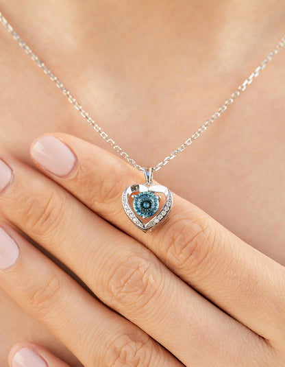 Ahabobo Heart Moissanite Birthstone Necklace in Silver