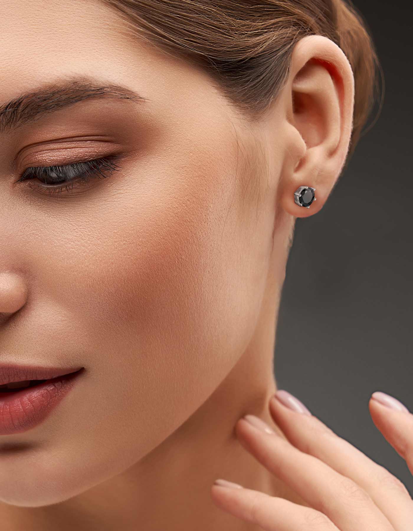Ahabobo Black Solitaire Moissanite Stud Earrings for Women Men
