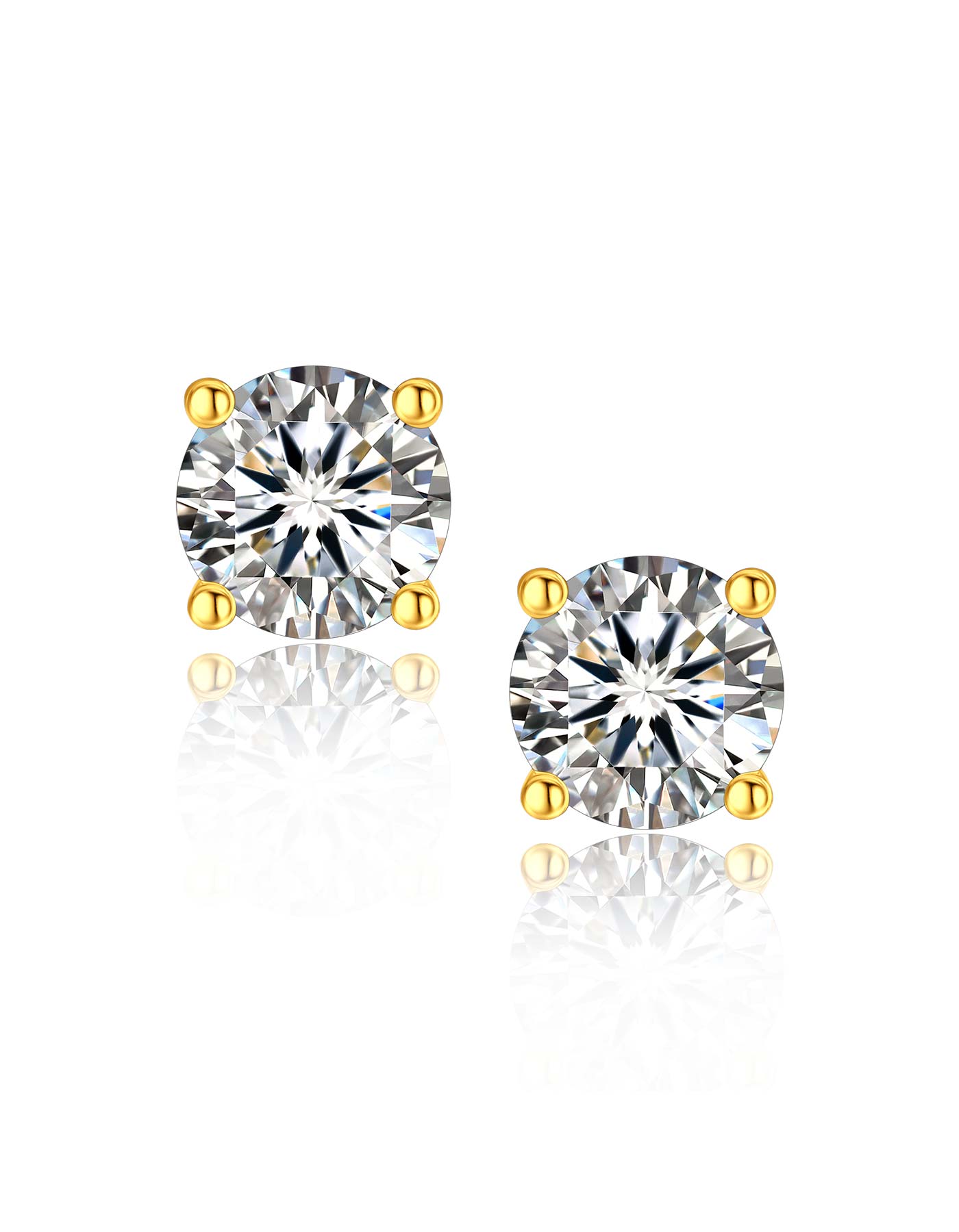 Ahabobo Sterling Silver Moissanite Stud Earrings Gold Plated