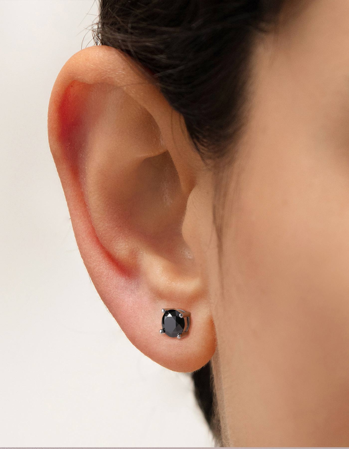 Ahabobo Sterling Silver Black Moissanite Earrings Studs