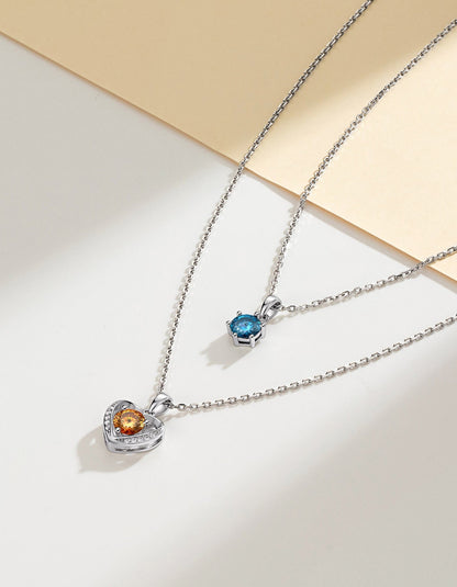 Ahabobo Sterling Silver Birthstone Moissanite Necklace For Women
