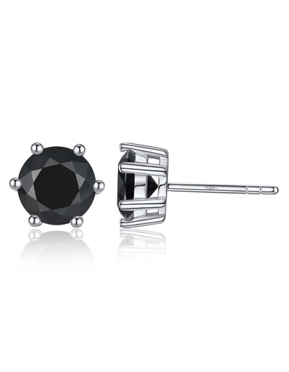 Ahabobo Black Solitaire Moissanite Stud Earrings for Women Men