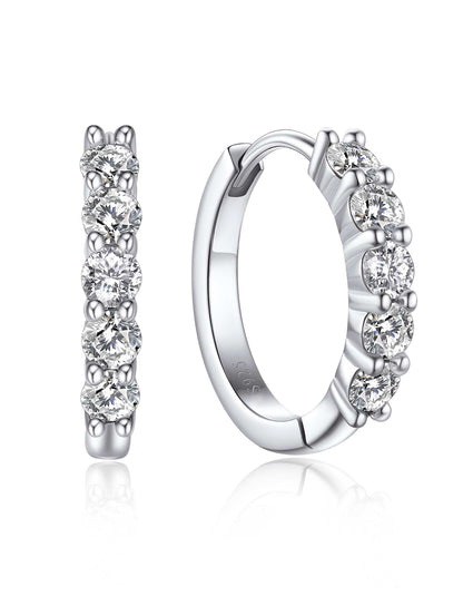 Ahabobo Moissanite Hoop Earrings For Women in Silver