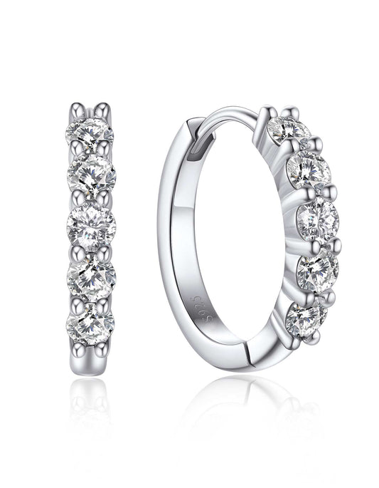 Ahabobo Moissanite Hoop Earrings For Women in Silver