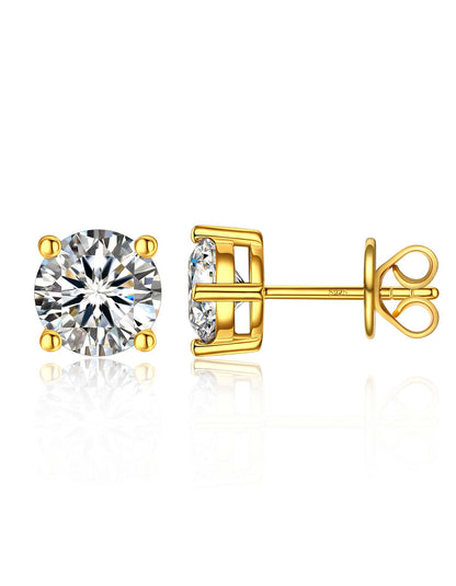 Ahabobo Sterling Silver Moissanite Stud Earrings Gold Plated