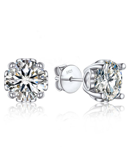 Ahabobo Moissanite Stud Earrings With Heart for Women