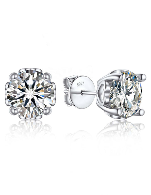 Ahabobo Moissanite Stud Earrings With Heart for Women