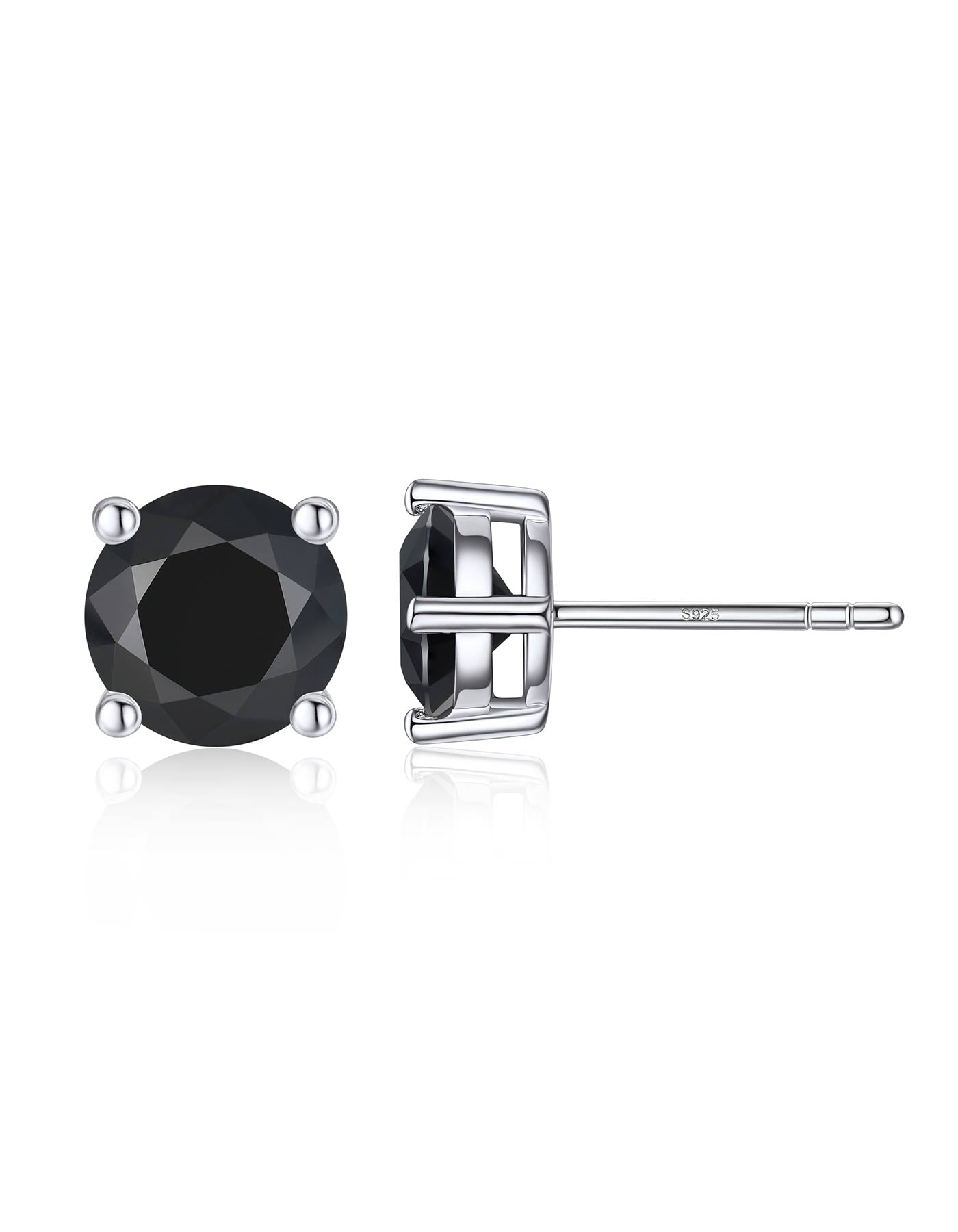 Ahabobo Sterling Silver Black Moissanite Earrings Studs