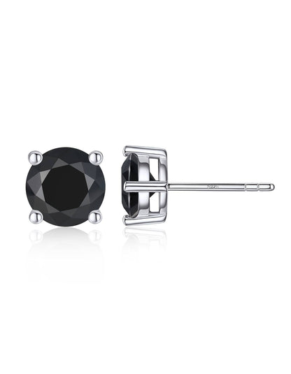 Ahabobo Sterling Silver Black Moissanite Earrings Studs