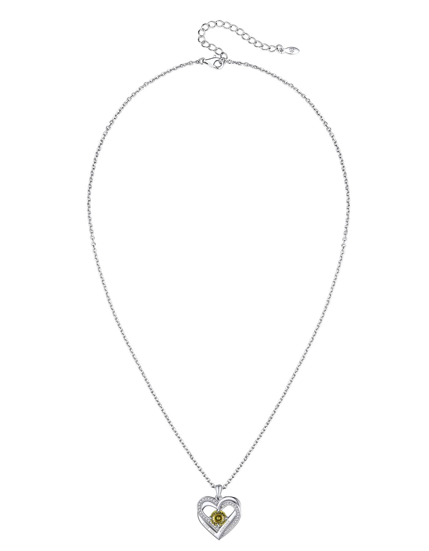 Ahabobo Twisted Love Heart Birthstone Necklace For Women Mom