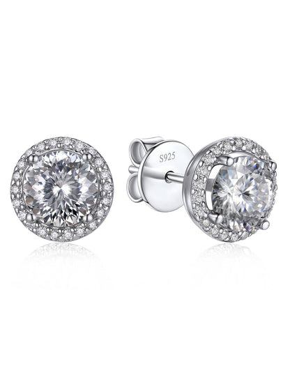 Ahabobo Birthstone Moissanite Halo Stud Earrings for Women