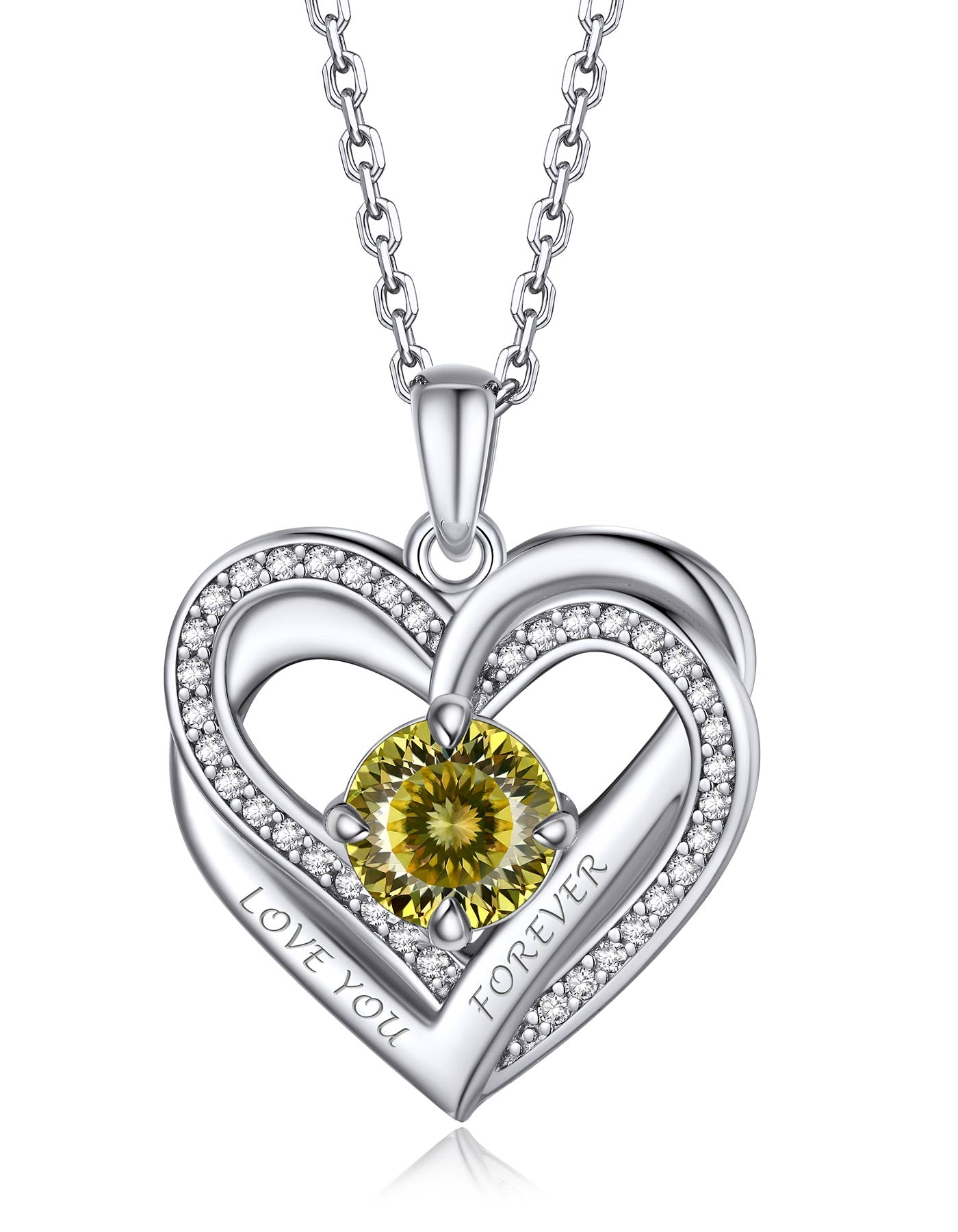Ahabobo Twisted Love Heart Birthstone Necklace For Women Mom