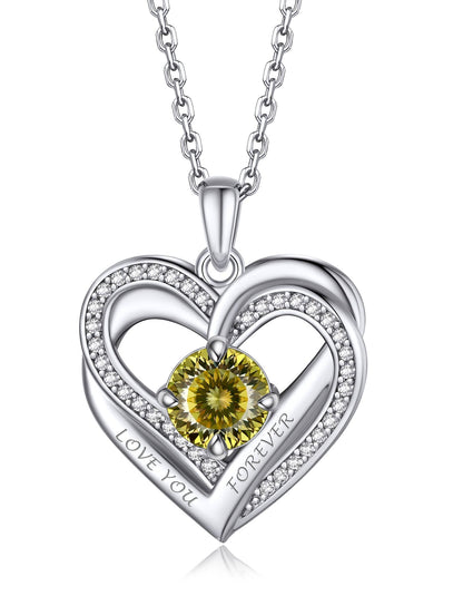 Ahabobo Twisted Love Heart Birthstone Necklace For Women Mom
